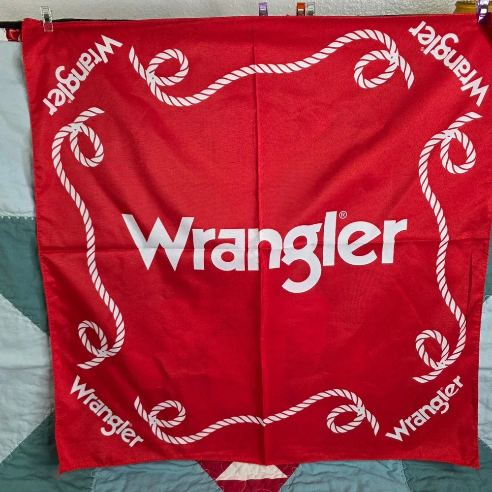 Wrangler Bandana Set Red Green Navy Blue Rope Logo Western Accessories 3 Pack